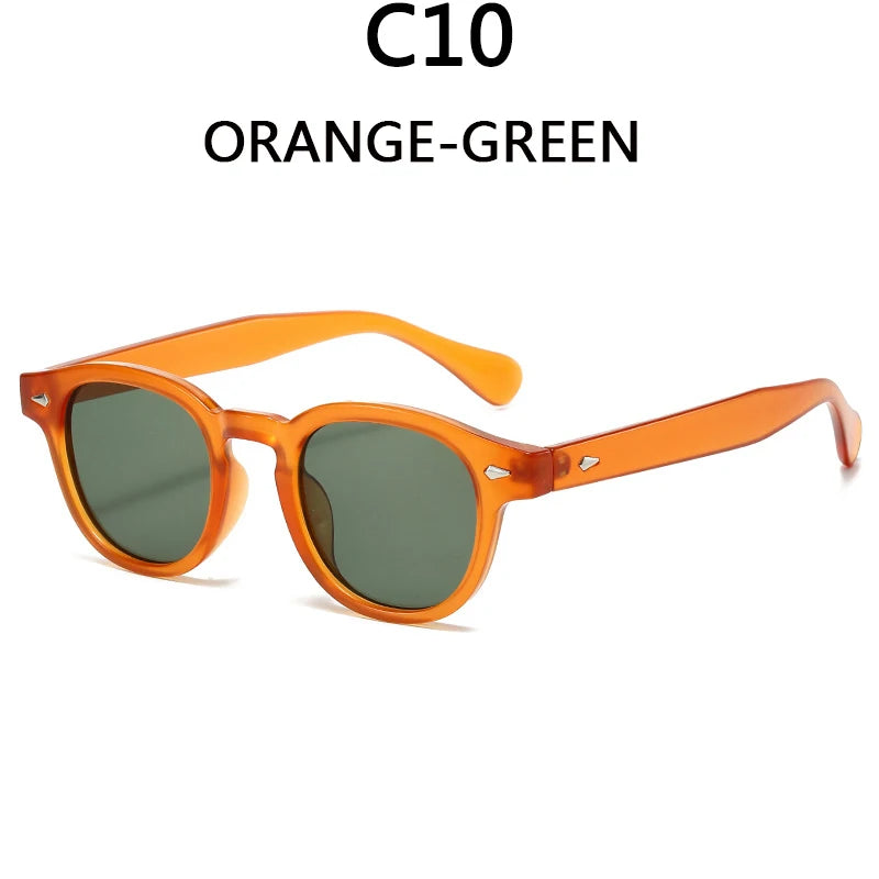 Men's Retro Orange Frame Sunglasses Can Make Prescription Customized Casual Small Round Tortoiseshell Eyewear UV400 Small Face
