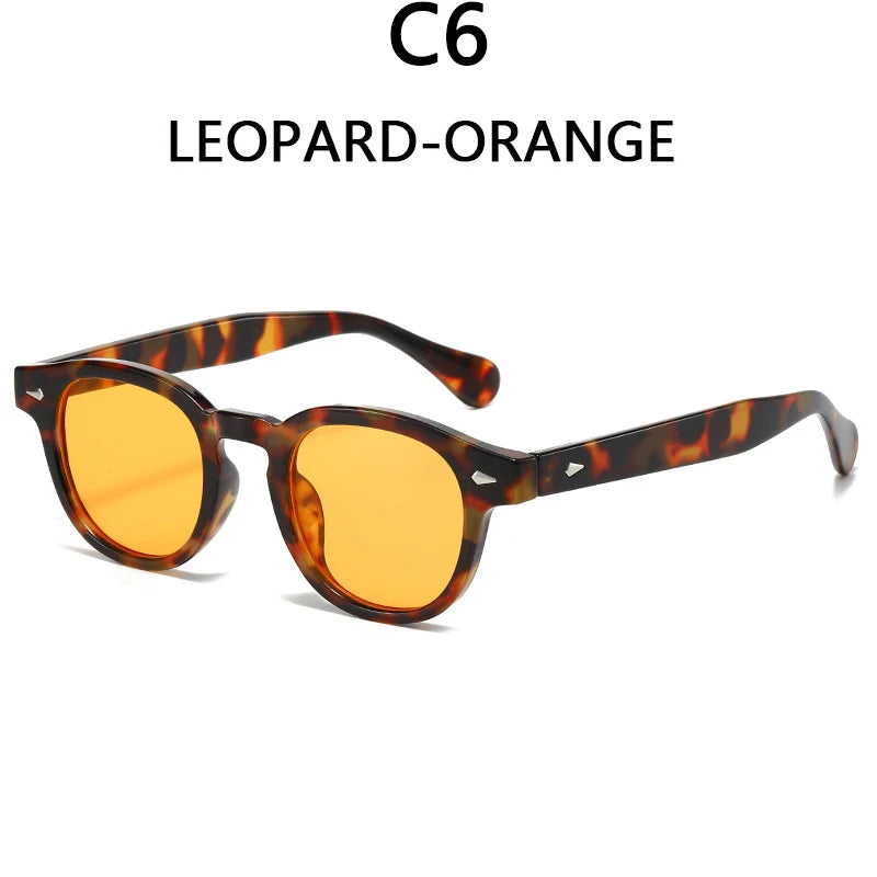 Men's Retro Orange Frame Sunglasses Can Make Prescription Customized Casual Small Round Tortoiseshell Eyewear UV400 Small Face