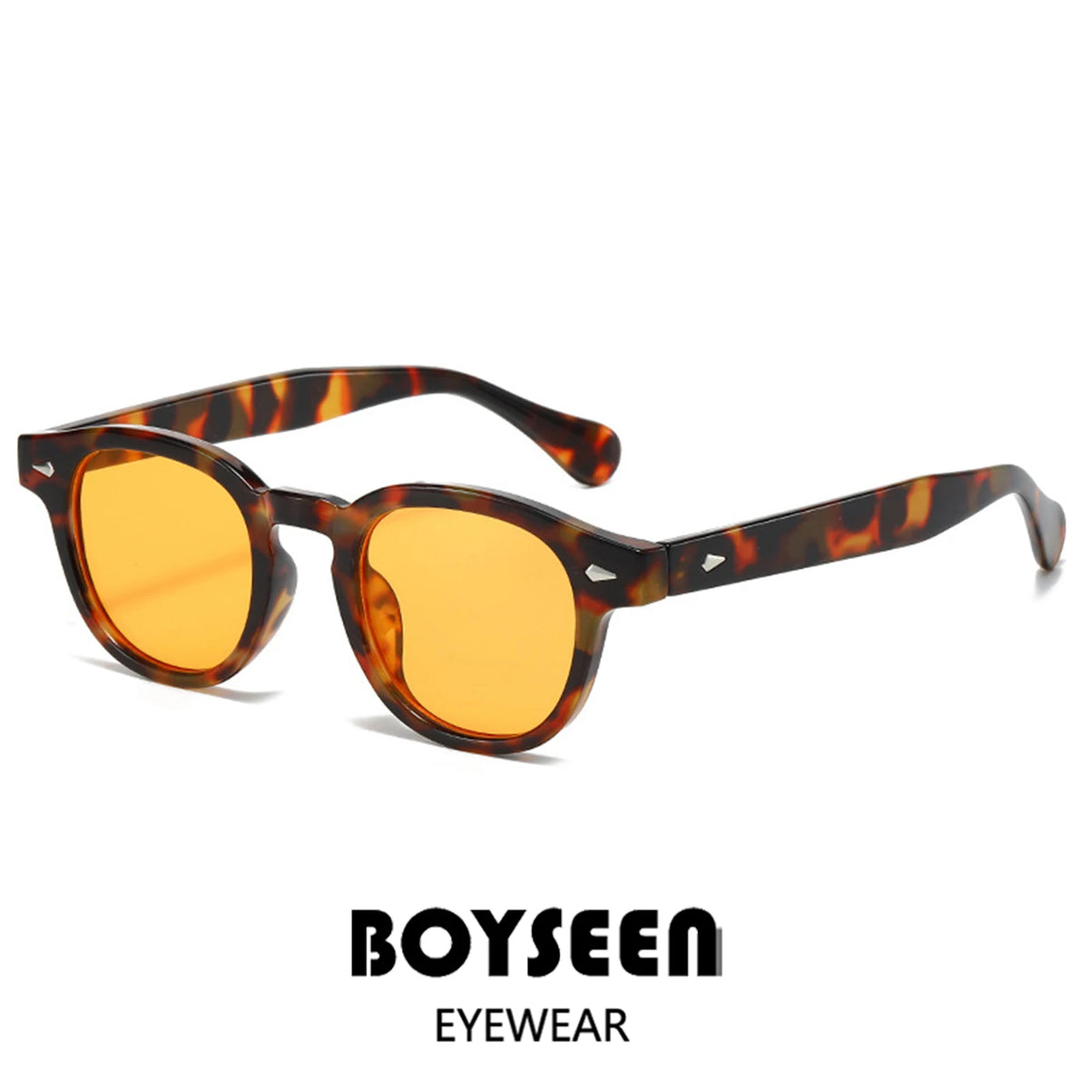 Men's Retro Orange Frame Sunglasses Can Make Prescription Customized Casual Small Round Tortoiseshell Eyewear UV400 Small Face