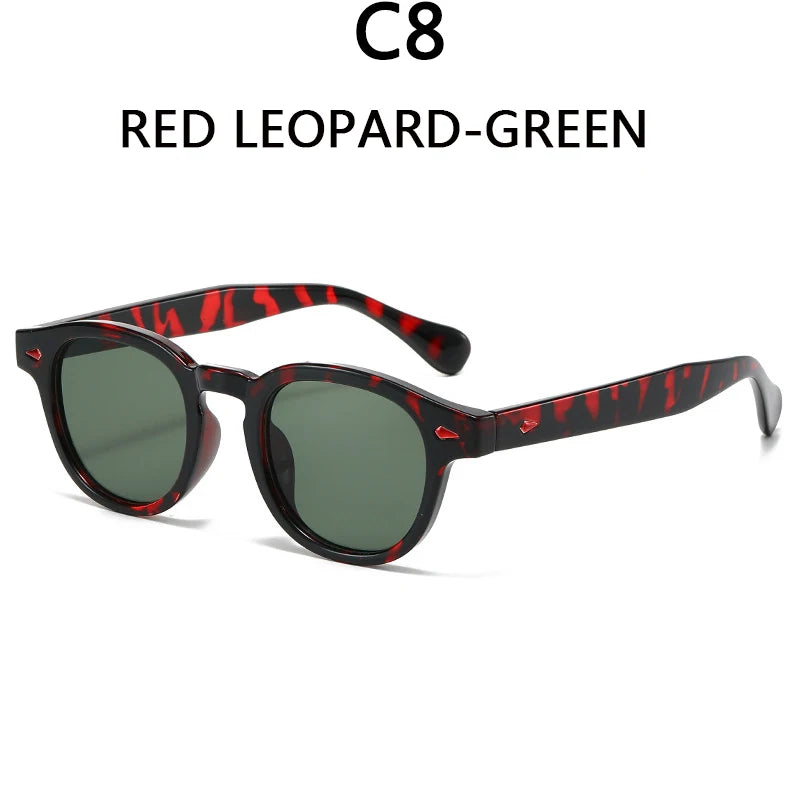 Men's Retro Orange Frame Sunglasses Can Make Prescription Customized Casual Small Round Tortoiseshell Eyewear UV400 Small Face