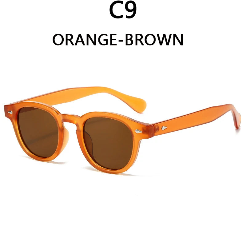Men's Retro Orange Frame Sunglasses Can Make Prescription Customized Casual Small Round Tortoiseshell Eyewear UV400 Small Face