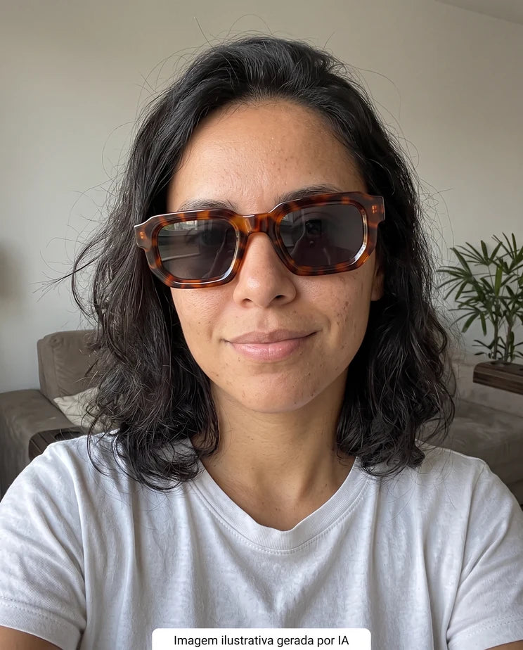Imagen generada por IA: persona con Soven Roma de carey junto a una ventana